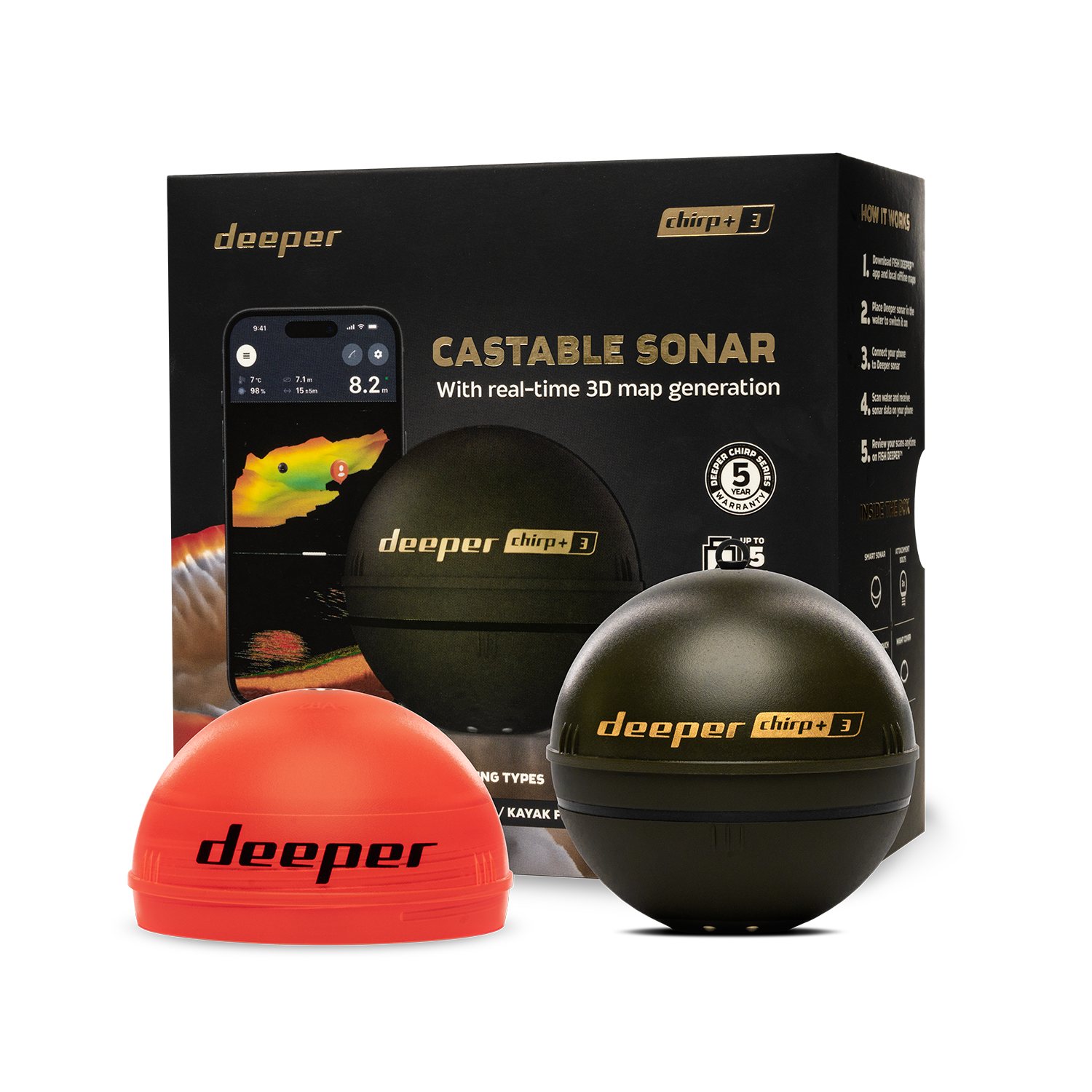 Fishing Boat Depth Finder - Deeper Smart Sonar Chirp+3 Fish Finder,