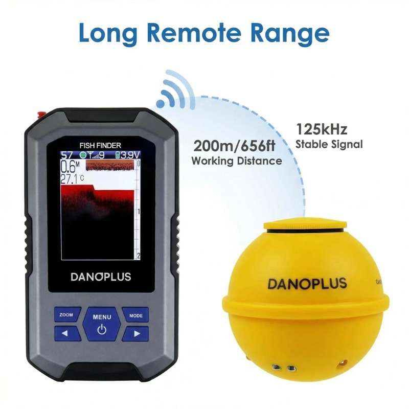 Fishing Boat Depth Finder - Portable Castable Fishfinder Wireless Sonar Transducer